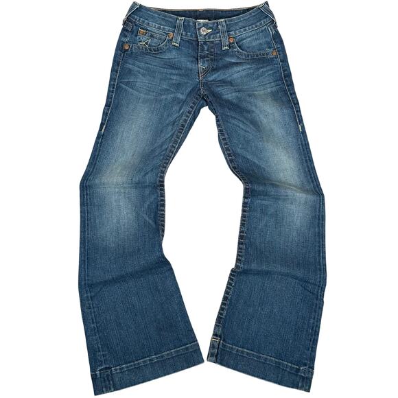 Vintage True Religion Women’s Jeans Sz 28 Bootcut Flare Low Rise Denim 90s USA - Picture 1 of 10